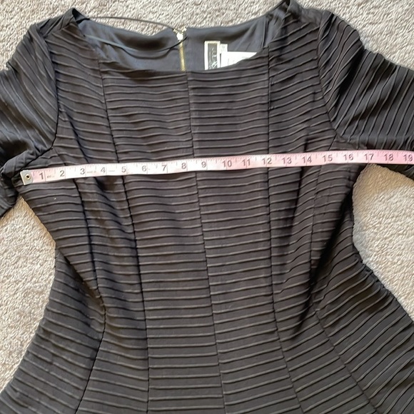 Julian Taylor New York Black Ribbed A-Line Dress Quarter Sleeves | Size 14 NWT - Picture 12 of 14